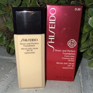 Shiseido Sheer And Perfect Foundation SPF 18 ~ D 20 Rich Brown ~ 30 ml